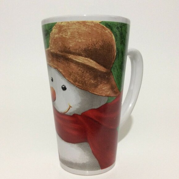COFFEE Mug Tall Cup Snowman Bird Design 16 Oz - Picture 3 of 12